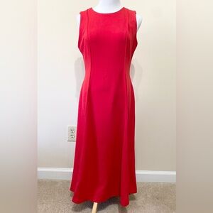 Halston Bright Red Sleevelesss Midi Dress
